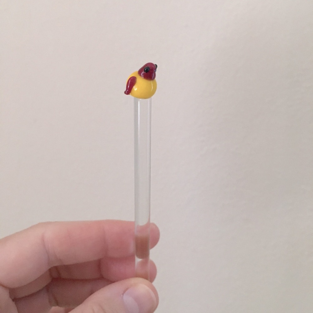 FREE Vintage Yellow and Red Bird Chicken Glass Stirrer Stir Stick